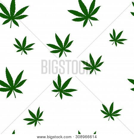 Seamless Pattern Of Cannabis Or Marijuana Leaves. Suitable For Use In The Design Of Packaging, Adver