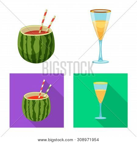 Vector Illustration Of Drink And Bar Icon. Set Of Drink And Party Vector Icon For Stock.