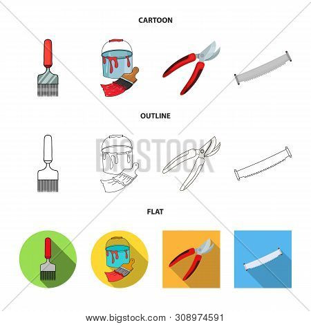 Vector Design Of Tool And Construction Logo. Collection Of Tool And Carpentry Vector Icon For Stock.