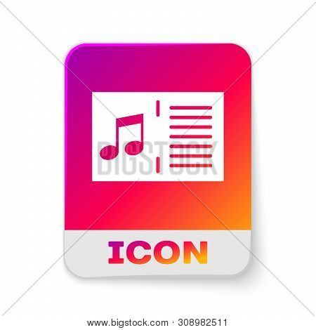 White Music Book With Note Icon Isolated On White Background. Music Sheet With Note Stave. Notebook 