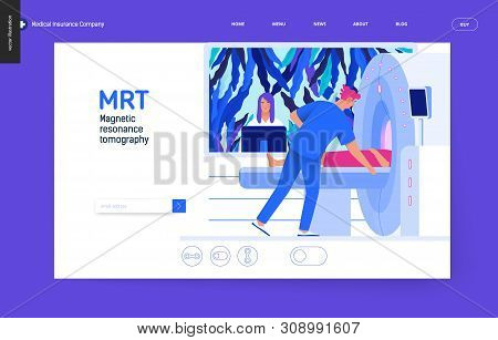Medical Tests Blue Template - Mrt - Magnetic Resonance Tomography - Modern Flat Vector Concept Digit
