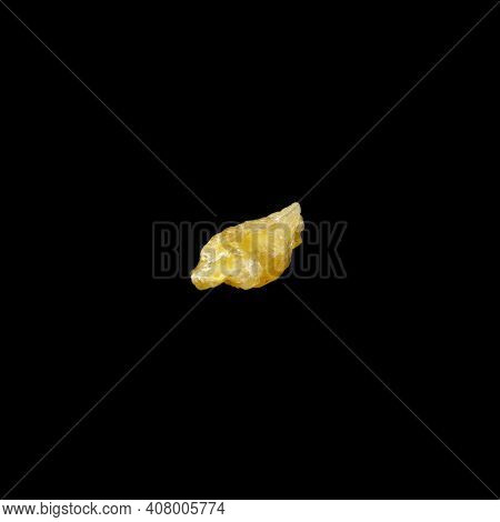 Crude Heliodor Crystal Isolated On Black Background