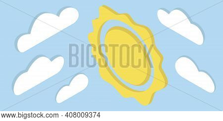 Solar Panels Charged From The Sun, Energy Is Displayed As A Charge On The Device Isometric Vector