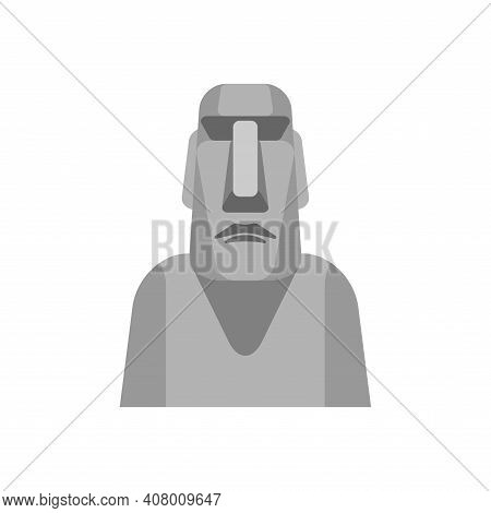 Easter Island Idol Isolated. Moai Ancient Statues. Vector Illustration