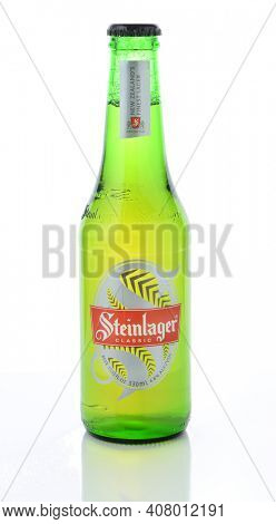 IRVINE, CA - JANUARY 11, 2015: A bottle of Steinlager Classic. The lager style beer has been produced by Lion Nathan since 1957 in Newmarket, New Zealand. 