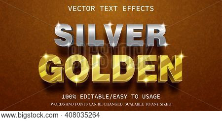 Silver Golden Text Effect Template Easy Editable