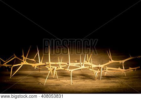 Thorns Candle And Rose Petals Christian Symbol