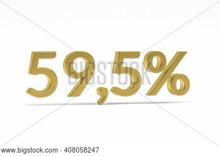 Gold Digit Fifty-nine Point Five With Percent Sign - 59,5% Isolated On White - 3d Render