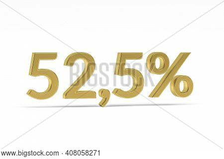 Gold Digit Fifty-two Point Five With Percent Sign - 52,5% Isolated On White - 3d Render