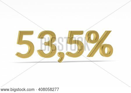 Gold Digit Fifty-three Point Five With Percent Sign - 53,5% Isolated On White - 3d Render