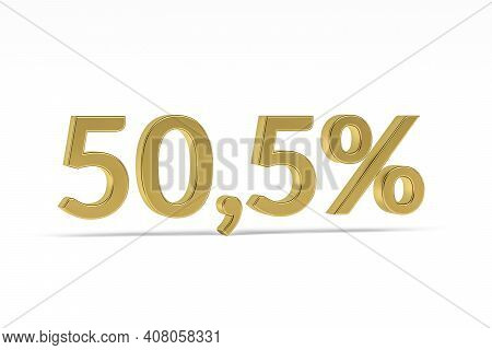 Gold Digit Fifty Point Five With Percent Sign - 50,5% Isolated On White - 3d Render