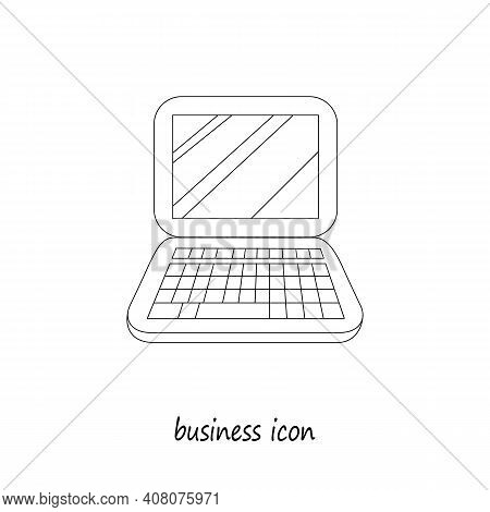 Laptops Icon In Doodle Style. Computer, Notebook Isolated Vector Illustration Designhand Drown Busin