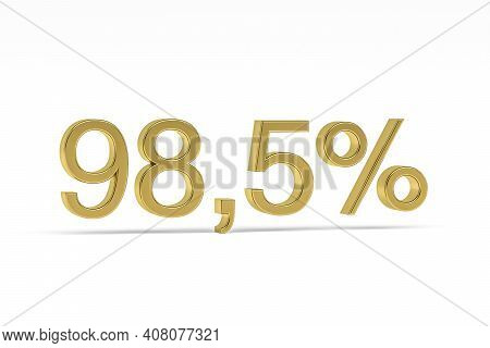 Gold Digit Ninety-eight Point Five With Percent Sign - 98,5% Isolated On White - 3d Render
