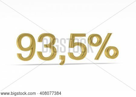 Gold Digit Ninety-three Point Five With Percent Sign - 93,5% Isolated On White - 3d Render