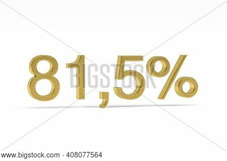 Gold Digit Eighty-one Point Five With Percent Sign - 81,5% Isolated On White - 3d Render