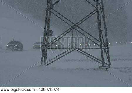 Traffic Jam In The Winter