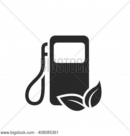 Eco Fuel Icon. Auto Gas Station. Environmentally Friendly And Eco Transport Symbol. Isolated Vector