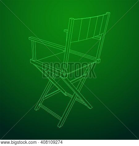 Director Movie Workplace Chair. Wireframe Low Poly Mesh Vector Illustration