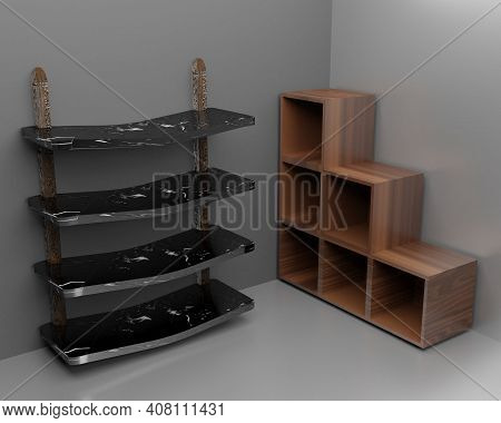 3d Rendering Diplay Marble Texture And Wooden Texture Background Mock Up,