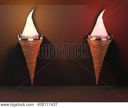 3d Rendering Two Lighting Background Mock Up,