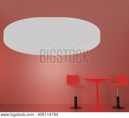 3d Rendering Valentines Day Background Mock Up,shape, Chair, Table. Pink, Red, Silver And White Colo