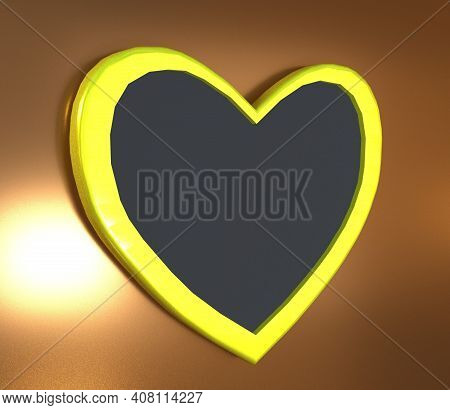 3d Rendering Valentines Day Background Mock Up,love Shape And Some Loves. Yellow, Black Silver And W