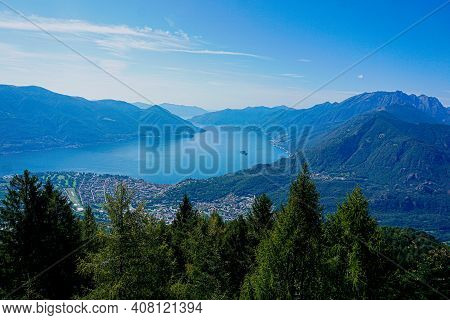 View To The City Ascona And Italy From Cardada Outlook
