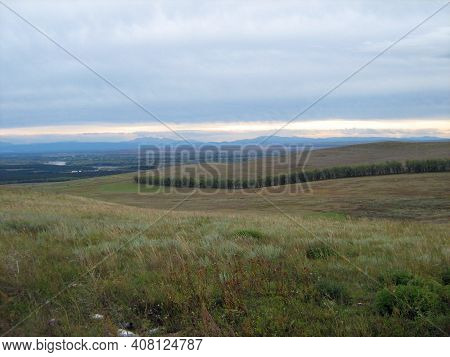 Autumn Steppes And Hills Of Khakasia, Stormy Sky