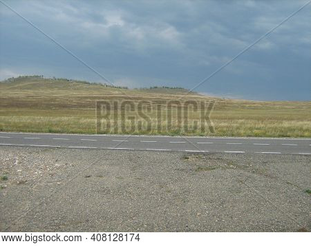 Autumn Steppes And Hills Of Khakasia, Stormy Sky