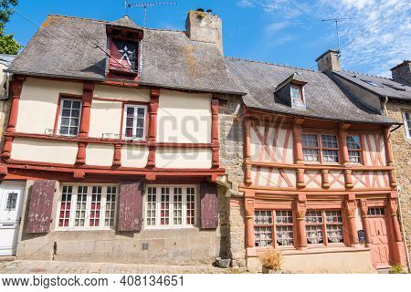 Saint-brieuc, France - August 24, 2019: Facade Of Fachwerk House On The Street In Saint-brieuc, Brit