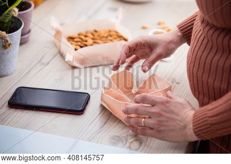 Snack Or Lunch To Take Away, Wrapped In Beeswax Cloth
