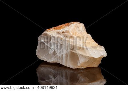 Macro Mineral Stone Moonstone A Black Background