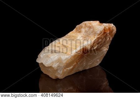 Macro Mineral Stone Moonstone A Black Background