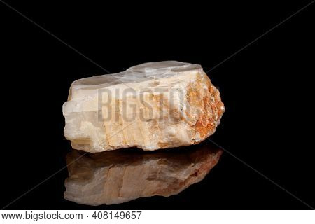 Macro Mineral Stone Moonstone A Black Background