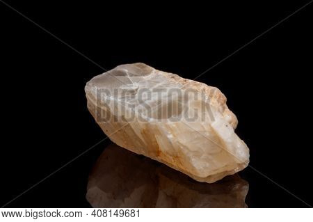 Macro Mineral Stone Moonstone A Black Background