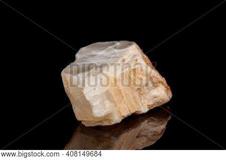 Macro Mineral Stone Moonstone A Black Background