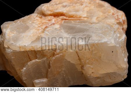 Macro Mineral Stone Moonstone A Black Background