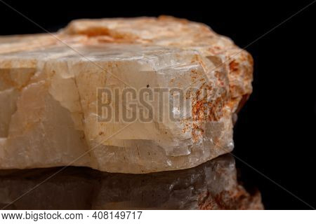 Macro Mineral Stone Moonstone A Black Background