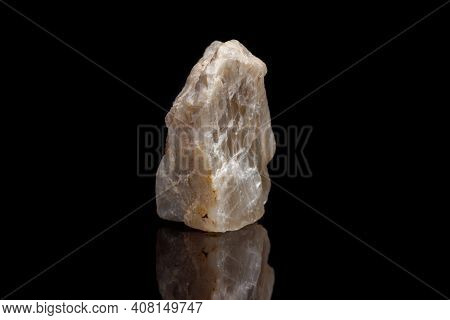 Macro Mineral Stone Moonstone A Black Background