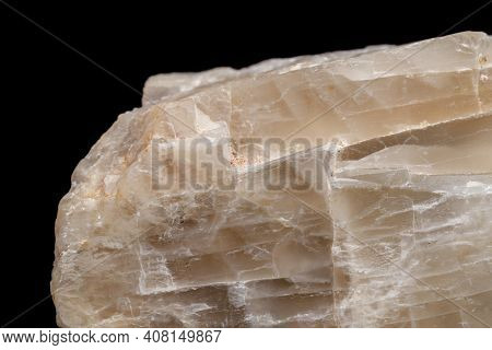 Macro Mineral Stone Moonstone A Black Background