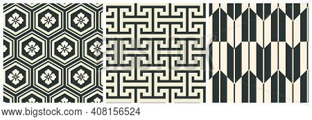 Asian Kojitsunagi Seamless Pattern As Turtle Hexagons.
