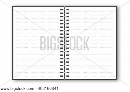 Sketch Illustration With Open Notepad Dotted. Vector Template. White Notebook Mockup Isolated. Stock