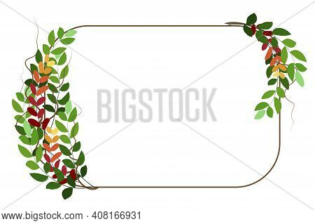 Frame Flowers Corners In Watercolor Style On White Background. Vintage Pattern. Romantic Background.