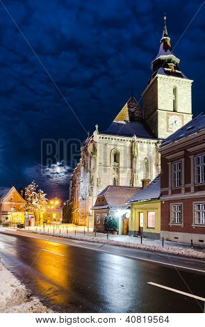 Black Church In Brasov, Winter Time, Romania