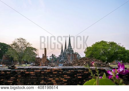 Wat Phra Sri Sanphet Is The Oldest And Important Historical Temple Of Ayutthaya Province In Thailand