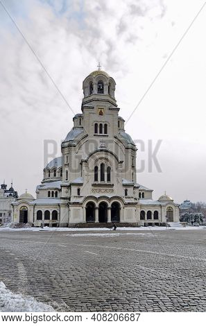 Sofia, Bulgaria - January 27, 2021: Russian Orthodox Church St. Nicholas The Wonderworker Or Miracle