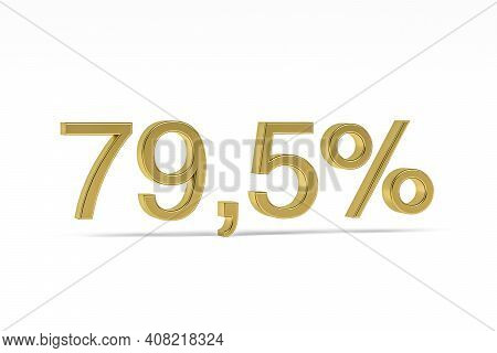 Gold Digit Seventy-nine Point Five With Percent Sign - 79,5% Isolated On White - 3d Render