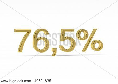 Gold Digit Seventy-six Point Five With Percent Sign - 76,5% Isolated On White - 3d Render