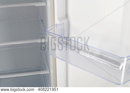 Home Appliance - Inside Closeup Open Two-door White Refrigerator