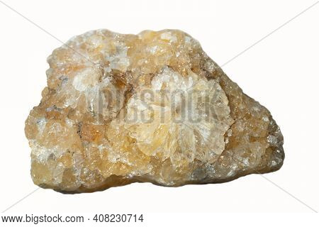 Macro Shot Of A Sample Of Natural Stone - Untreated Citrine (yellow Quartz). The Stone Grows In The 